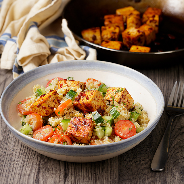 Elevate Your Palate: Quinoa Salad with Spiced Harissa Tofu