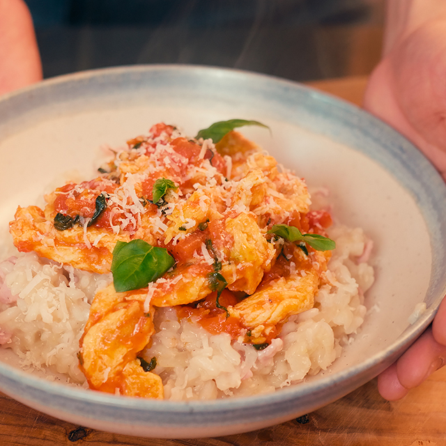 Savor Fusion | Chinese Tomatoes and Eggs Stir Fry with Italian Risotto