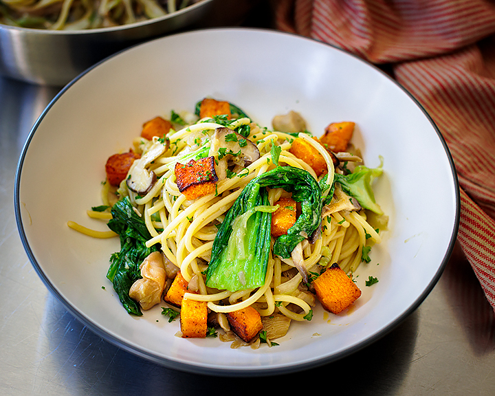 Umami Magic | Miso Mushroom Spaghetti with Roasted Butternut Squash