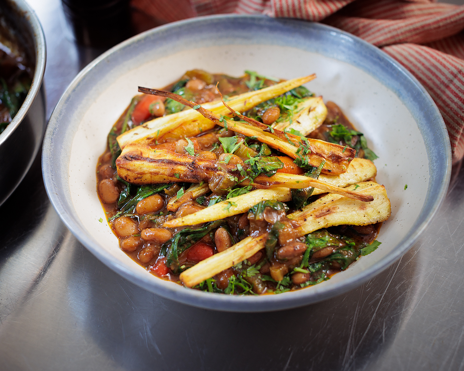 Vegan Pinto Bean Curry with Crispy Parsnip Perfection