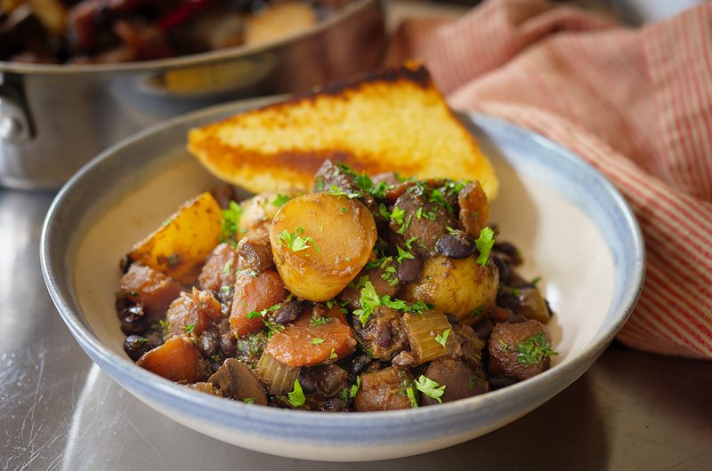 Irish-Inspired Vegan Stew | Black Beans, Veggies, and Miso Magic