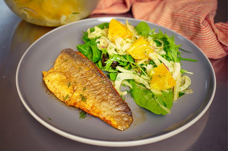 Restaurant-Style Sea Bass with a Tangy Fennel Salad