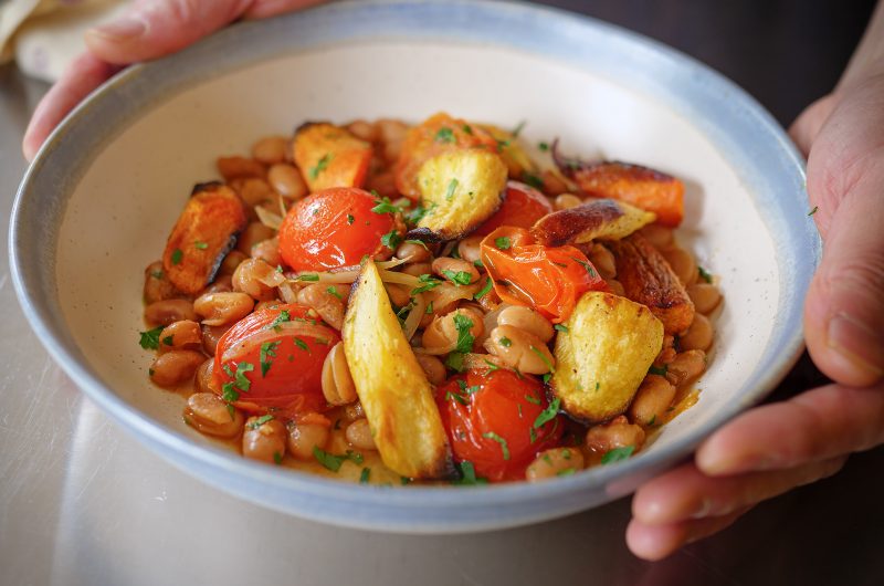 Miso-Infused Pinto Bean & Roasted Veggie Warm Salad