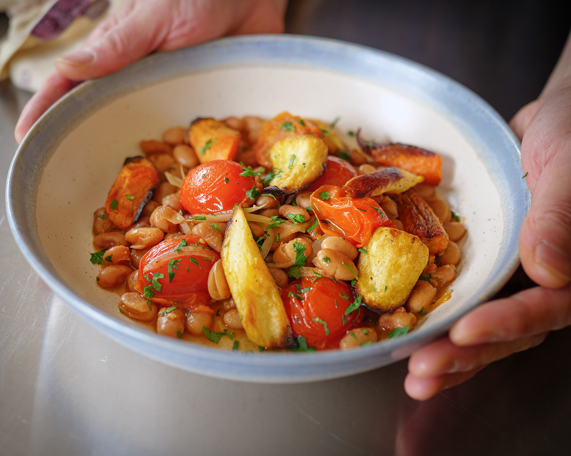 Miso-Infused Pinto Bean & Roasted Veggie Warm Salad