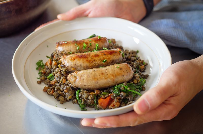 One-Pot Wonder | Miso Lentils & Pork Sausages