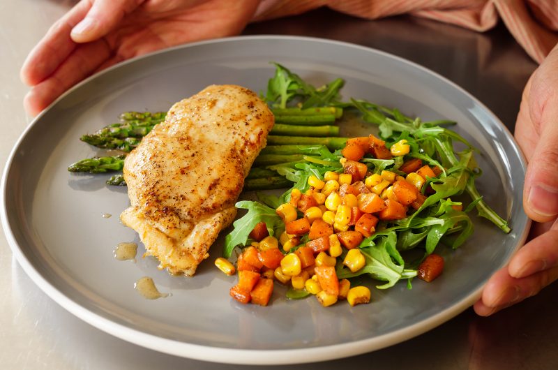 Easy One-Pan Chicken & Veggies with White Wine Miso Sauce