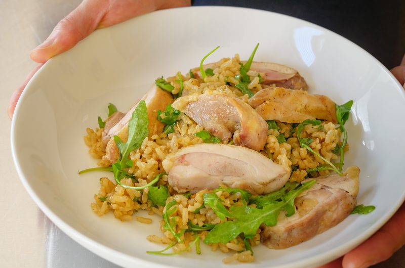 Crispy Garlic Chicken Thigh & Brown Rice Bowl