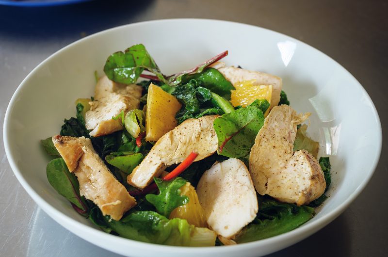 Light & Healthy Chicken Salad with Orange and Baby Leaves