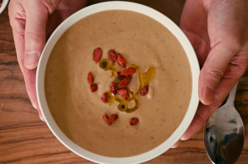 VeganCauliflower Soup With Goji Berries