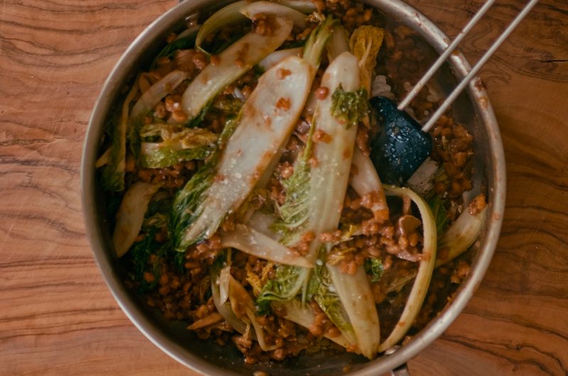 Vegan Miso grains with chinese cabbage one pot