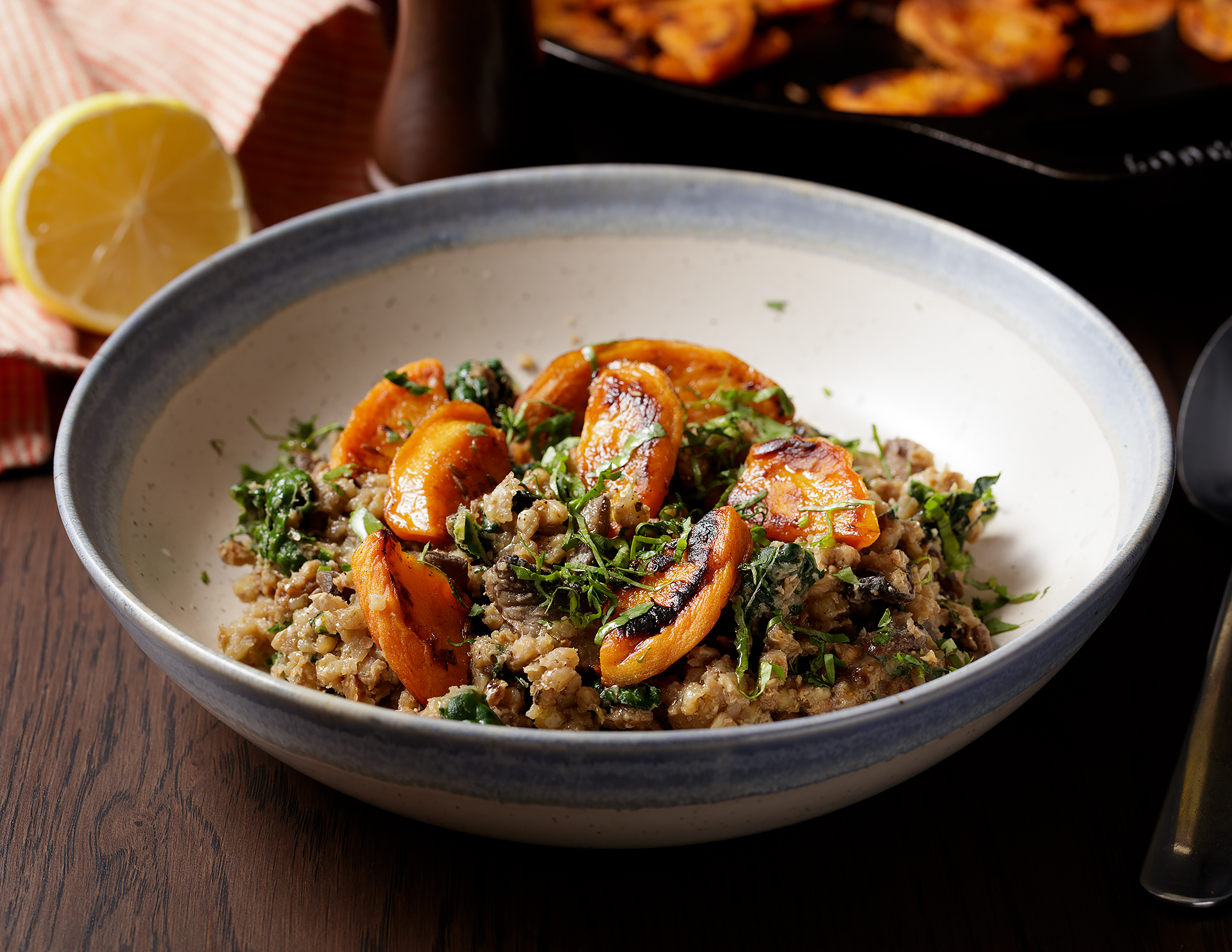 Vegan Buckwheat Bowl with Roasted Sweet Potatoes Wedges