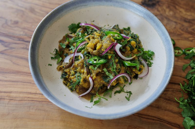  Tadka-Inspired Vegan Split Pea Bowl With Kale And Coriander