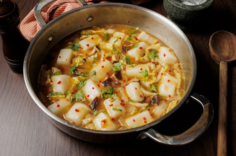 Mushroom and Chinese Cabbage and Japanese cakes miso broth